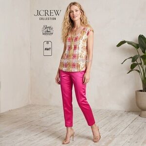 J.Crew Collection NWT RARE silk georgette plaid sequin henley tunic top